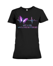 JUST A GIRL WHO LOVES BUTTERFLIES Premium Fit Ladies Tee tile