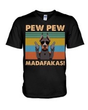 DOBERMAN PEW PEW V-Neck T-Shirt tile