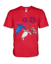 Turtle - Independence Day Shirt V-Neck T-Shirt tile