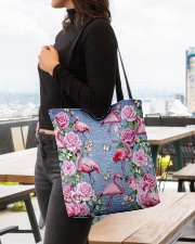 FLAMINGOES AND FLOWER BAG All-over Tote aos-all-over-tote-lifestyle-front-04
