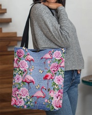 FLAMINGOES AND FLOWER BAG All-over Tote aos-all-over-tote-lifestyle-front-09