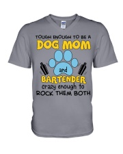 TOUGH ENOUGH TO BE A DOG MOM V-Neck T-Shirt tile