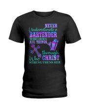 NEVER UNDERESTIMATE A BARTENDER Ladies T-Shirt front