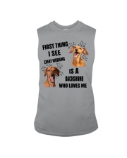 FIRST THING I SEE EVERY MORNING IS A DACHSHUND Sleeveless Tee tile