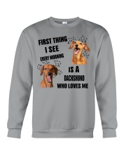 FIRST THING I SEE EVERY MORNING IS A DACHSHUND Crewneck Sweatshirt tile