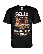 FELIZ NAUGHTY DOG YORKSHIRE TERRIER V-Neck T-Shirt tile