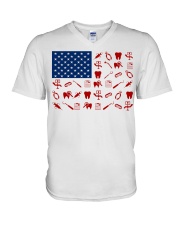 DENTAL USA FLAG V-Neck T-Shirt tile