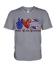 PEACE LOVE DOLPHIN V-Neck T-Shirt tile