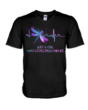 JUST A GIRL WHO LOVES DRAGONFLIES V-Neck T-Shirt tile