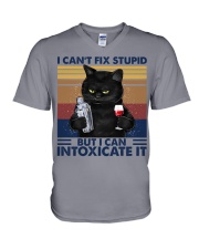 I CANT FIX STUPID BUT I CAN INTOXICATE IT V-Neck T-Shirt tile