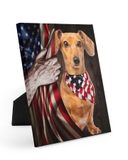 DACHSHUND CANVAS WITH USA FLAG Easel-Back Gallery Wrapped Canvas tile