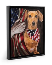 DACHSHUND CANVAS WITH USA FLAG Floating Framed Canvas Prints Black tile