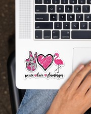 PEACE LOVE FLAMINGOS Sticker - Single (Horizontal) aos-sticker-single-horizontal-lifestyle-front-11