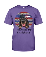 RED WHITE AND DACHSHUND Premium Fit Mens Tee tile
