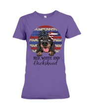 RED WHITE AND DACHSHUND Premium Fit Ladies Tee tile