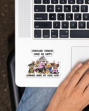 YORKSHIRE TERRIERS MAKE ME HAPPY Sticker - Single (Horizontal) aos-sticker-single-horizontal-lifestyle-front-11