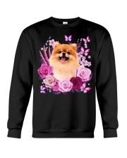 POMERANIAN AND FLOWER Crewneck Sweatshirt tile