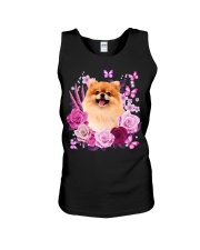 POMERANIAN AND FLOWER Unisex Tank tile