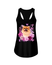 POMERANIAN AND FLOWER Ladies Flowy Tank tile