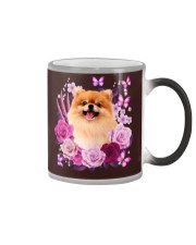POMERANIAN AND FLOWER Color Changing Mug tile