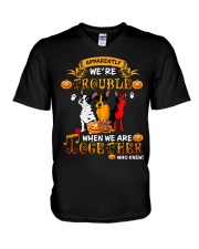 WE'RE TROUBLE WHEN WE ARE TOGETHER V-Neck T-Shirt tile