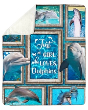 JUST A GIRL WHO LOVES DOLPHINS QUILT Sherpa Fleece Blanket tile