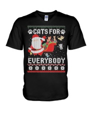 Cats For Everybody Christmas V-Neck T-Shirt thumbnail