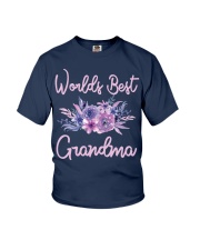 Worlds Best Grandma tshirt Purple Aqua Flower Youth T-Shirt thumbnail