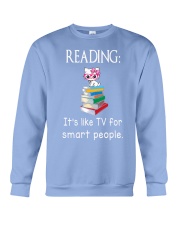 Cat reading book - Tv for smart people Crewneck Sweatshirt thumbnail
