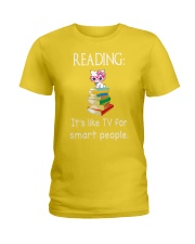 Cat reading book - Tv for smart people Ladies T-Shirt thumbnail