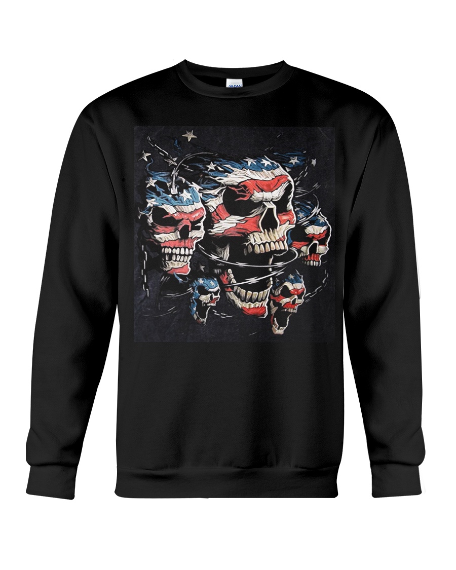Biker Skull T Shirt - Teechip Crewneck Sweatshirt