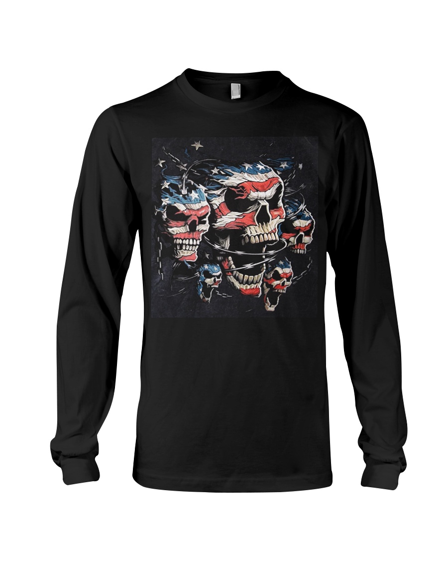 Biker Skull T Shirt - Teechip Long Sleeve Tee