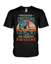 BECAUSE CHICKENS ARE FREAKING AWESOME V-Neck T-Shirt thumbnail