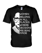 WOMEN BELONG IN ALL PLACES WHERE DECISIONS ARE V-Neck T-Shirt thumbnail