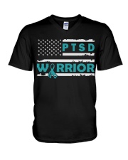 PTSD Warrior PTSD Awareness Teal V-Neck T-Shirt tile