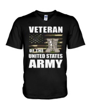 Distressed American-Flag-US-Army V-Neck T-Shirt tile
