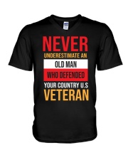 never underestimate an old man who defended your u V-Neck T-Shirt tile