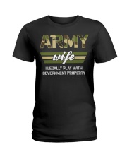 Womens Army Veteran Army Wife Ladies T-Shirt tile