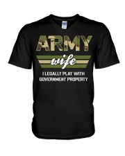 Womens Army Veteran Army Wife V-Neck T-Shirt tile