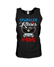 Sparkler kisses and 4th of july wishes Unisex Tank tile