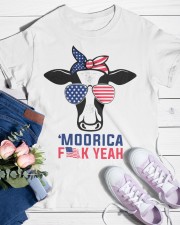Cow Moorica Fun Yeah Flag Classic T-Shirt custom-t-shirts-classic-lifestyle-front-453
