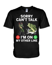 Sorry Can't Talk - I'm On My Other Line - Fishing Gifts V-Neck T-Shirt tile