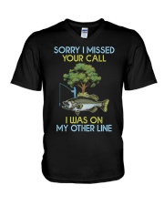 Sorry I Missed Your Call - I Was On My Other Line V-Neck T-Shirt tile