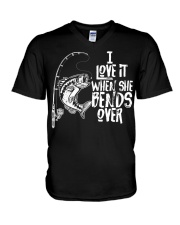 I Love It When She Bends Over - Love Fishing V-Neck T-Shirt tile