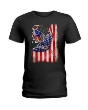 Bass Fish Flag - Fishing Gifts Ladies T-Shirt tile