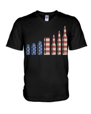 Bullet American Flag - Love Gun V-Neck T-Shirt tile