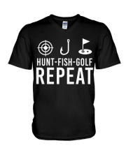 Hunt Fish Golf Repeat - Golf Lover V-Neck T-Shirt tile