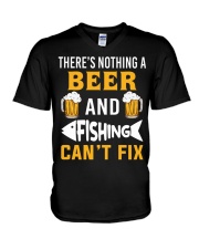 There's Nothing A Beer And Fishing Can't Fix - Love Fishing V-Neck T-Shirt tile