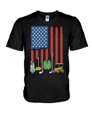 US Flag Golf - Golf Gifts V-Neck T-Shirt tile
