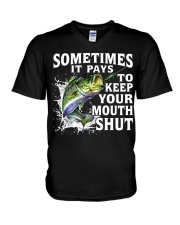 Sometimes It Pays To Keep Your Mouth Shut - Fishing Gifts V-Neck T-Shirt tile